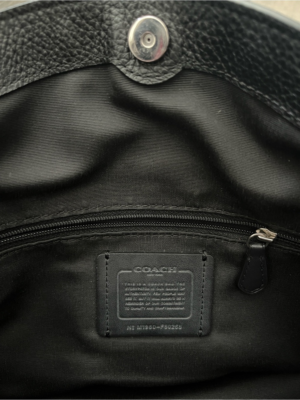Coach Hallie Shoulder Bag. Black Pebble Leather with Silver Hardware - Picture 3 of 9
